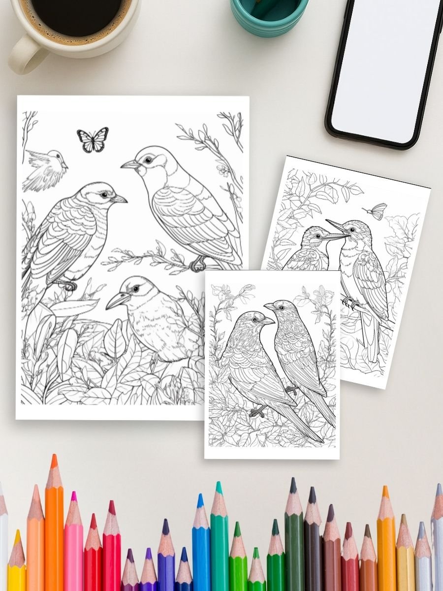 Birdsong Nature – 10 Tranquil Bird Coloring Pages - Image 4